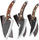 Handmade Forged Kitchen Knife 3 Pcs Professional Chef Knife Set Hunting Bbq Meat Knives For Cooking Forged Kitchen Knife With High Carbon Stainless Steel Cutlery With Leather Sheaths
