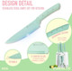 Kosha 6 Pcs Stainless Steel Knife Set With Block - Kitchen Knives Set For Cutting Slicing Dicing (Pink/Green) Ergonomic Handle Floral Acrylic Knife Block Non-Stick Coated Present For Women