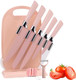 Kitchen Knife Set 9 Pieces Pink Knife Set With Universal Block Cutting Board & Sharpener High Carbon Stainless Steel Chef Knife Block Set For Home And Kitchen With Nonstick Coating