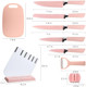 Kitchen Knife Set 9 Pieces Pink Knife Set With Universal Block Cutting Board & Sharpener High Carbon Stainless Steel Chef Knife Block Set For Home And Kitchen With Nonstick Coating Kitchen Knife Set 9 Pieces Pink Knife Set With Universal Block Cutting Board & Sharpener High Carbon Stainless Steel Chef Knife Block Set For Home And Kitchen With Nonstick Coating