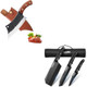 lander Hand Forged Meat Cleaver Knife For Meat Cutting 3Pcs Butcher Knife Set For Meat Cutting Sharp Chef Knife Set Dishwasher Safe With Roll Bag