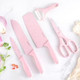 6 Pieces Pink Kitchen Knife Set Non-Stick Stainless Steel Chef Knives Set With 1 Multipurpose Scissors 1 Ceramic Peeler And Pink Chopping Board