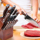 Leking 15-Piece Block Knife Set With Wooden Block Premium High Carbon Stainless Steel Chef Knife Set With Pakka Wooden Handle Kitchen Knife Sets With Sharpener Knives Set Scissor 6 Steak Knives
