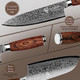 Damascus Kitchen Knife Set 3 Pieces Chef Knife/Santoku/Steak Handmade Damascus Stainless Steel Kitchen Knife Ergonomic Pakka Wood Handle