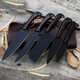 Hand Forged Chef Knife Set With Leather Roll Kit - Slicing And Peeling Butcher Knife Christmas - Durable Meat Cutting D2 Steel Cooking Knives For Her Kitchen And Dining - 5Pcs