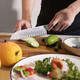 Linoroso Santoku Knife 7 Inch Meat Kitchen Asian Chef Knife German High Carbon Stainless Steel Chopping Knife With Full Tang Ergonomic Handle For Home Kitchen And Restaurant