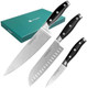 Linoroso 3 Piece Knife Set Chef Santoku Paring Knife Set With Elegant Box Sharp Forged German Carbon Stainless Steel Knives With Full Tang Ergonomic Handle For Home Kitchen And Restaurant