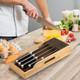 Bamboo Knife Drawer Organizer Insert Dock Kitchen Steak Knives Organizer Storage For Any Chef