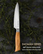 Mitsuharu 5.5 Inch Kitchen Utility Knife Shoman Series Paring Knife Razor Sharp German Steel Blade Ergonomic Olive Wood Handle Fruit Petty Knife Multi-Purpose Small Chef Knife With Box