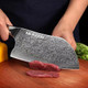 Damascus Cleaver Knife 7 Inch And Damascus Chef Knife 8 Inch Ultra Sharp - Lightweight Wood Handle - Blue Box