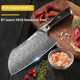 Damascus Cleaver Knife 7 Inch And Damascus Chef Knife 8 Inch Ultra Sharp - Lightweight Wood Handle - Blue Box