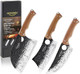 3 Pcs Butcher Knife Set 7" Butcher Meat Cleaver 7" Serbian Chef Knife And 6.5" Viking Knife Stainless Steel Cooking Cutting Kitchen Knife Set With Wood Handle Great For Home Camping Bbq
