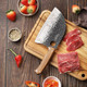 3 Pcs Butcher Knife Set 7" Butcher Meat Cleaver 7" Serbian Chef Knife And 6.5" Viking Knife Stainless Steel Cooking Cutting Kitchen Knife Set With Wood Handle Great For Home Camping Bbq