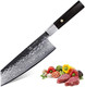 Msy Bigsunny 8.3" Forged Damascus Steel Cleaver Knife - Asian Vegetable Knife Nakiri Knife - Octagonal Sandalwood Handle