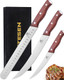 3Pcs Professional Butcher Knives Set Bbq Brisket Beef Slicing Carving Knife Full Tang Rosewood Handle High Carbon Steel Sharp For Meat Watermelon Cutting Home Kitchen s For Men Women