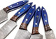 Handmade Damascus Kitchen Knife Set 5 Pieces Full Tang Rosewood Bolster With Pakka Wood Handle Chef Knife Set Restaurant Kitchen Knives Home Kitchen Knives Set With Leather Bag By Nooraki #Ks311