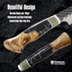 Nordic Viking Series Professional 8 Inch Chef Knife Damascus Chef Knife 67 Layers Hand Forged Chef Knife With Resin And Maple Wood Handle And Leather Sheath