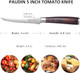 Paudin Utility Knife 5 Inch Kitchen Knife Ultra Sharp High Carbon Stainless Steel Small Chef Knife With Sheath Kitchen Utility Knife With Ergonomic Pakkawood Handle