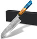7 Inch Professional Damascus Steel Kitchen Santoku Chef Knife With Hybrid Wood Handle