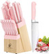 Kitchen Knife Set14-Piece Triple Riveted Knife Block Set High Carbon-Stainless Steel Chef Knife Setrazor-Sharp Knife Set With Wood Blockcutlery Knife Setdurable & Dishwasher Safe (Pink) Kitchen Knife Set14-Piece Triple Riveted Knife Block Set High Carbon-Stainless Steel Chef Knife Setrazor-Sharp Knife Set With Wood Blockcutlery Knife Setdurable & Dishwasher Safe (Pink)
