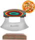 Pizza Cutter Rocker Knife Sharp Ulu Knife With Wooden Handle Stainless Steel Blade Mincing Knives With Colored Wood Stand