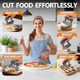 Pizza Cutter Rocker Knife Sharp Ulu Knife With Wooden Handle Stainless Steel Blade Mincing Knives With Colored Wood Stand