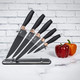 S & Co. 6 Pcs Kitchen Knife Set With Acrylic Block - Super-Sharp Steel Knives With Non-Stick Coating - Chef Bread Carving Utility Paring Knives - Stylish Cooking Tools With Black Rose Gold Handle