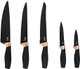 S & Co. 6 Pcs Kitchen Knife Set With Acrylic Block - Super-Sharp Steel Knives With Non-Stick Coating - Chef Bread Carving Utility Paring Knives - Stylish Cooking Tools With Black Rose Gold Handle
