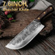 Premium High Carbon Steel Meat Cleaver Chef Knife With Leather Sheath Perfect For Slicing Cutting And Butchering Meat And Vegetables