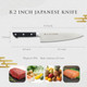 Chef Knife 8.2 Inch Japanese Knife 濃州正宗作 Stainless Steel Black Handle Kitchen Knife Houcho