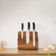 Double-Sided Magnetic Knife Block Acacia Wood Kitchen Knife Holder Universal Storage Organizer