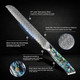 Senken 8" Damascus Steel Bread Knife - Umi Collection - 67-Layer Japanese Vg10 Steel Real Deep-Sea Abalone Shell Handle (Damascus Serrated Bread Knife)