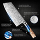 Senken Damascus Steel Cleaver Knife - Tsunami Collection - 67-Layer Japanese Vg10 Steel - Unique Blue Resin & Natural Wood Handle Razor Sharp Beautiful Damascus Wave Pattern (7.5" Cleaver Knife)