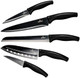 Kitchen Knife Set German Stainless Steel Titanium Coated Rainbow Blades Chef Bread Santoku Paring Utility Knives Ergonomic Handles Set Of 5 Safety Sheaths Blue Handle Deep Blue Blade
