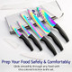 Kitchen Knife Set German Stainless Steel Titanium Coated Rainbow Blades Chef Bread Santoku Paring Utility Knives Ergonomic Handles Set Of 5 Safety Sheaths Blue Handle Deep Blue Blade Kitchen Knife Set German Stainless Steel Titanium Coated Rainbow Blades Chef Bread Santoku Paring Utility Knives Ergonomic Handles Set Of 5 Safety Sheaths Blue Handle Deep Blue Blade
