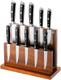 Extra Large Magnetic Knife Block -Four-Side Kitchen Knife Holder With Strong Magnetic Strips -Acacia Wood Universal Knife Storage Organizer With Acrylic Shield Organizer Tools No Drilling