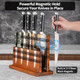 Extra Large Magnetic Knife Block -Four-Side Kitchen Knife Holder With Strong Magnetic Strips -Acacia Wood Universal Knife Storage Organizer With Acrylic Shield Organizer Tools No Drilling