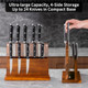 Extra Large Magnetic Knife Block -Four-Side Kitchen Knife Holder With Strong Magnetic Strips -Acacia Wood Universal Knife Storage Organizer With Acrylic Shield Organizer Tools No Drilling