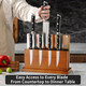 Extra Large Magnetic Knife Block -Four-Side Kitchen Knife Holder With Strong Magnetic Strips -Acacia Wood Universal Knife Storage Organizer With Acrylic Shield Organizer Tools No Drilling