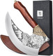 Tivoli Ulu Knife 9-Inch Pizza Cutter Axe Viking Butcher Cleaver Knife German 1.4116 Super Steel Rose Wooden Handle With Sheath & Box Mincing Meat Vegetable Rocking Knife Birthday Men Women