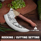 Tivoli Ulu Knife 9-Inch Pizza Cutter Axe Viking Butcher Cleaver Knife German 1.4116 Super Steel Rose Wooden Handle With Sheath & Box Mincing Meat Vegetable Rocking Knife Birthday Men Women