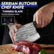 2Pcs Butcher Cleaver Knife Set- Serbian Chef Knife & Heavy Duty Meat Cleaver Hand Forged Meat Cutting Chopping Knives For Home Outdoor Cooking Camping Bbq