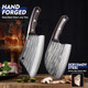 2Pcs Butcher Cleaver Knife Set- Serbian Chef Knife & Heavy Duty Meat Cleaver Hand Forged Meat Cutting Chopping Knives For Home Outdoor Cooking Camping Bbq