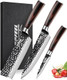 3Pcs Chef Knife Hand Forged High Carbon Stainless Steel Japanese Knife Sets Ultra Sharp Professional Kitchen Knife Sets With Wood Ergonomic Handle