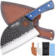 6.8Inch Serbian Chef Knife- Butcher Knife Meat Cleaver Set For Cooking Chopping. Kitchen Knives With Leather Sheath For Home Camping Bbq 6.8Inch Serbian Chef Knife- Butcher Knife Meat Cleaver Set For Cooking Chopping. Kitchen Knives With Leather Sheath For Home Camping Bbq