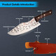 8 Inch Chef Knife With Sheath Hand Forged Boning Knife Stainless Steel Outdoor Cooking Knife Carrying Leather Scabbard Cooking Pleasures Knives For Home Bbq Camping (8 In Cleaver Knife)