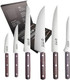 Kitchen Knife Set 6 Piece With Sheath Covers In Box - Full Tang Wooden Handle German Stainless Steel - Professional Cutlery Knives Set With Chef Slicing Bread Boning Utility Paring Knife
