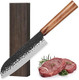 Santoku Knife - 7 Inch Japanese Knife German High Carbon Stainless Steel En1.4116 Professional Cooking Knife Ultra Sharp Meat & Sushi Knife Kitchen Gadgets - With Sheath & Case