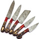 Professional Damascus Chef Knife Set Custom Handmade Kitchen Knife Set - Ergonomic Wood Handle For Home Cooks & Chefs With Leather Roll/Pouch 9010 Multiple Brown