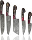 Hand Forged Chef Knives Kitchen Set Damascus Steel Knives Handmade Knife Setprofessional Chef Knives Set Vegetable Meat Cooking Knife Tools Accessories With Beige Solid Wood Handle5 Pieces Set Knife